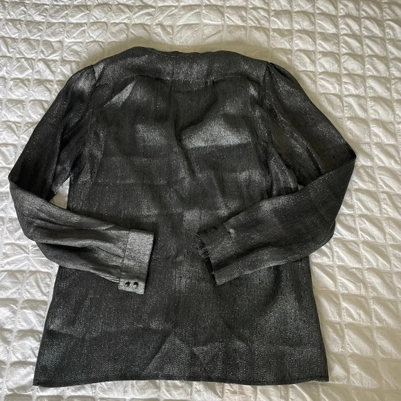 Maje black metallic button down collar blouse - Picture 8 of 9